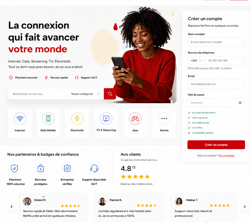 Cliente NetFlow gérant ses services depuis son téléphone